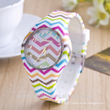 colorful rainbow silicone rubber band watch, kids children girls watches wholesale promotional gifts made in China